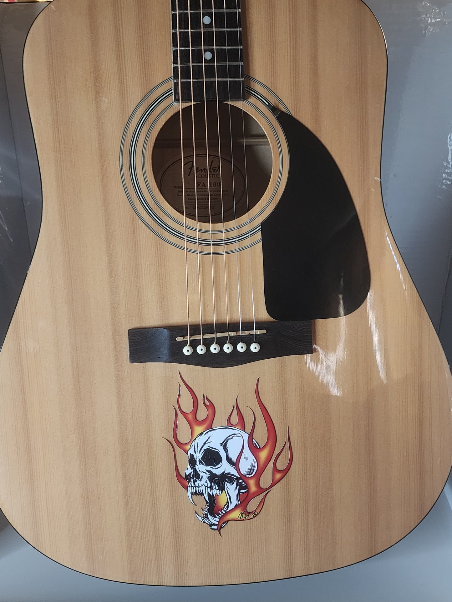 Skull with Flames Guitar Decal/Sticker
