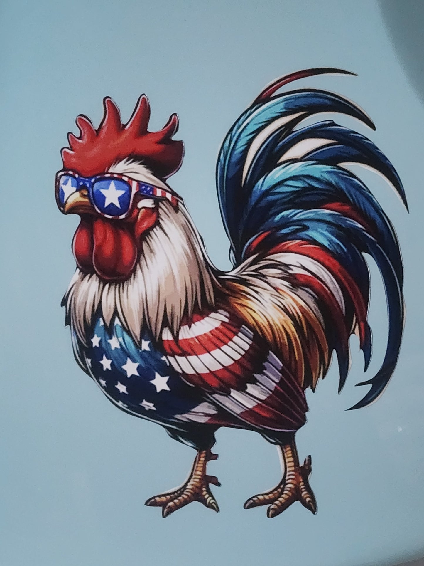 Patriotic Rooster Guitar Decal/Sticker