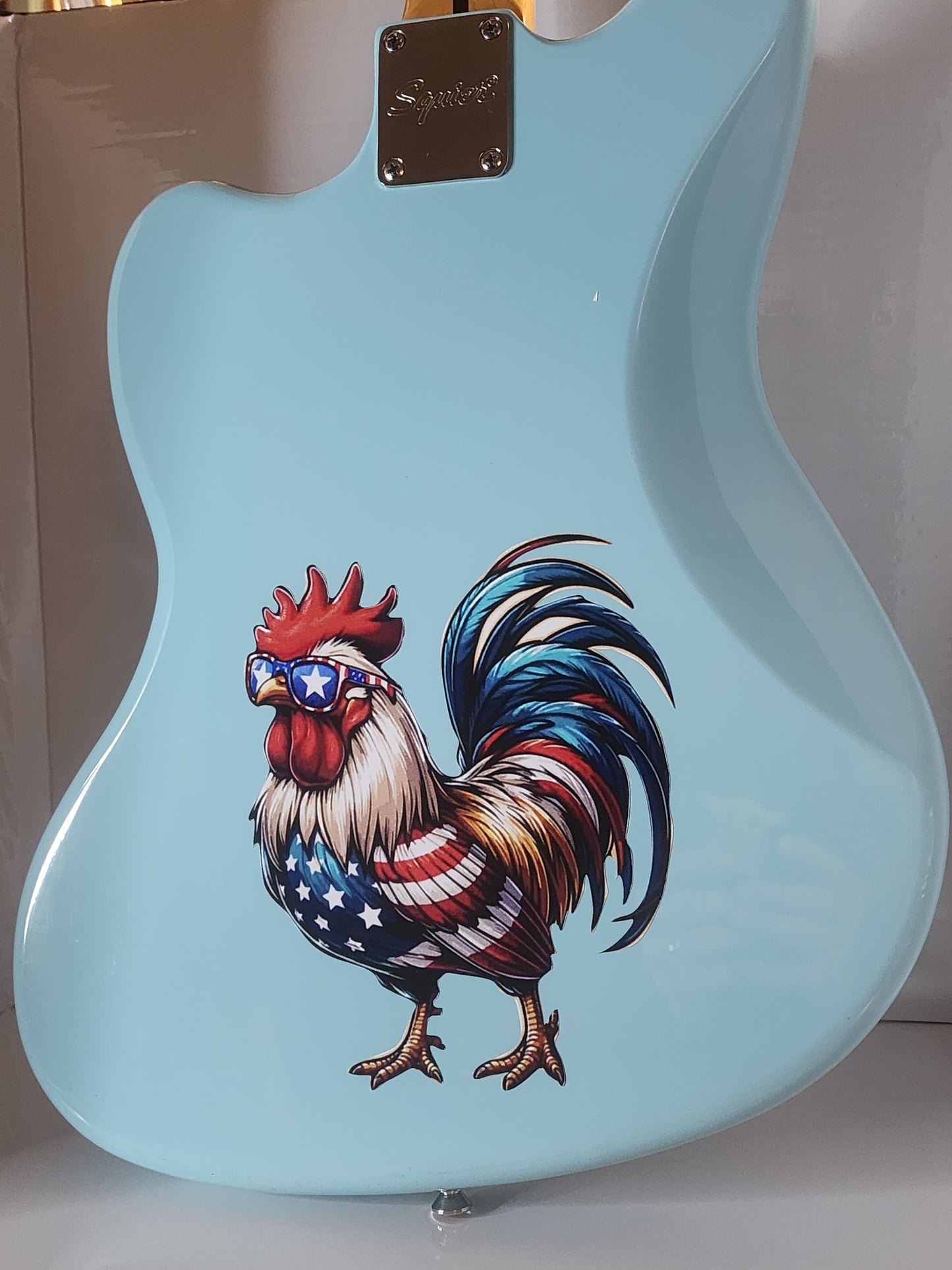 Patriotic Rooster Guitar Decal/Sticker