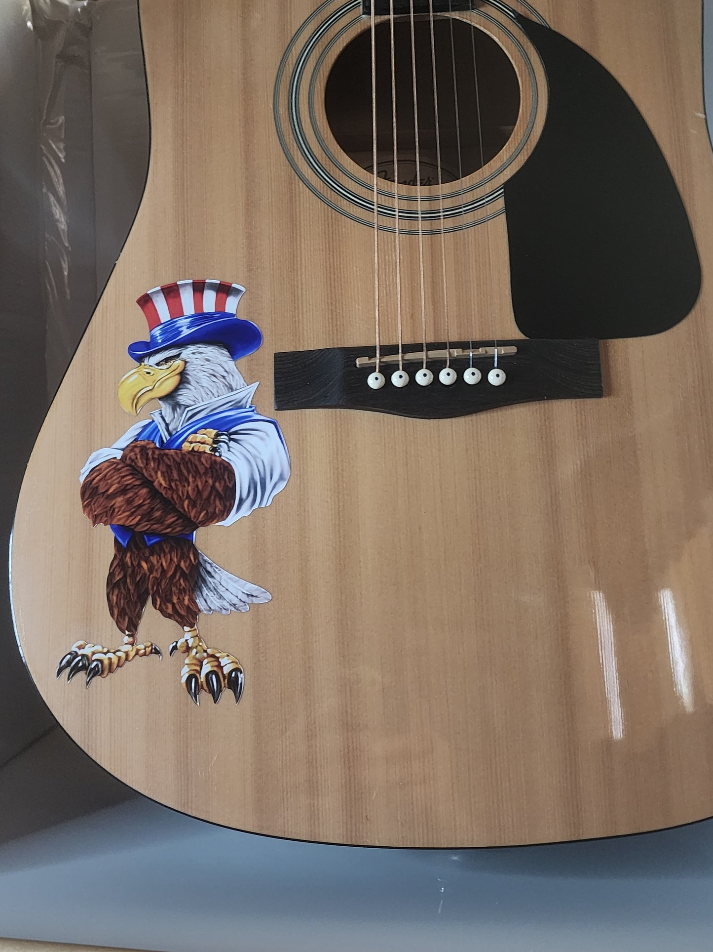 Patriotic Eagle Standing Guitar Decal/Sticker