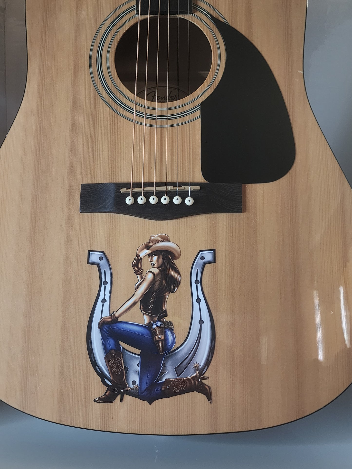 Cowgirl Horseshoe Guitar Decal/Sticker