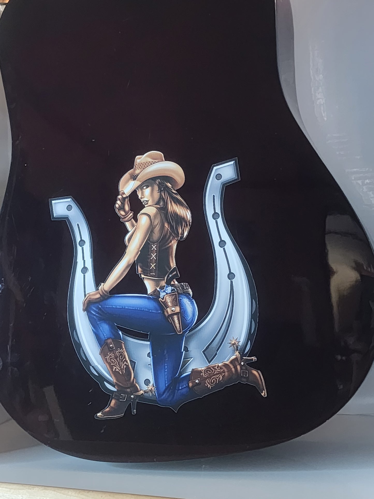 Cowgirl Horseshoe Guitar Decal/Sticker