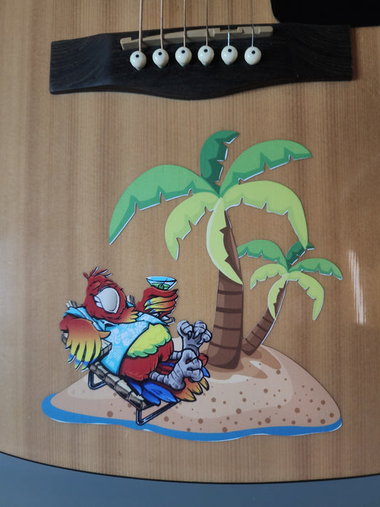 Island Parrot Guitar Decal/Sticker