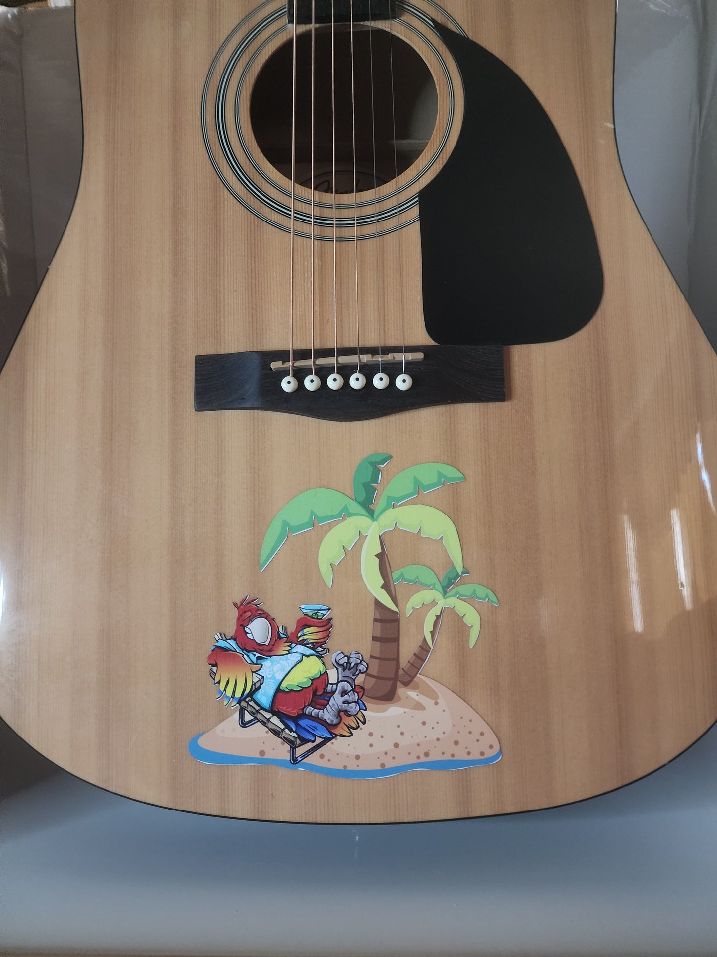 Island Parrot Guitar Decal/Sticker
