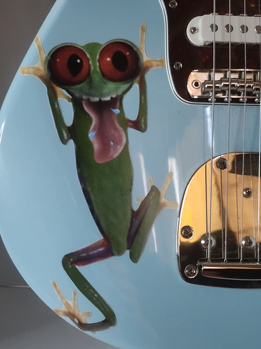 Frog blowing Raspberry Guitar Decal/Sticker