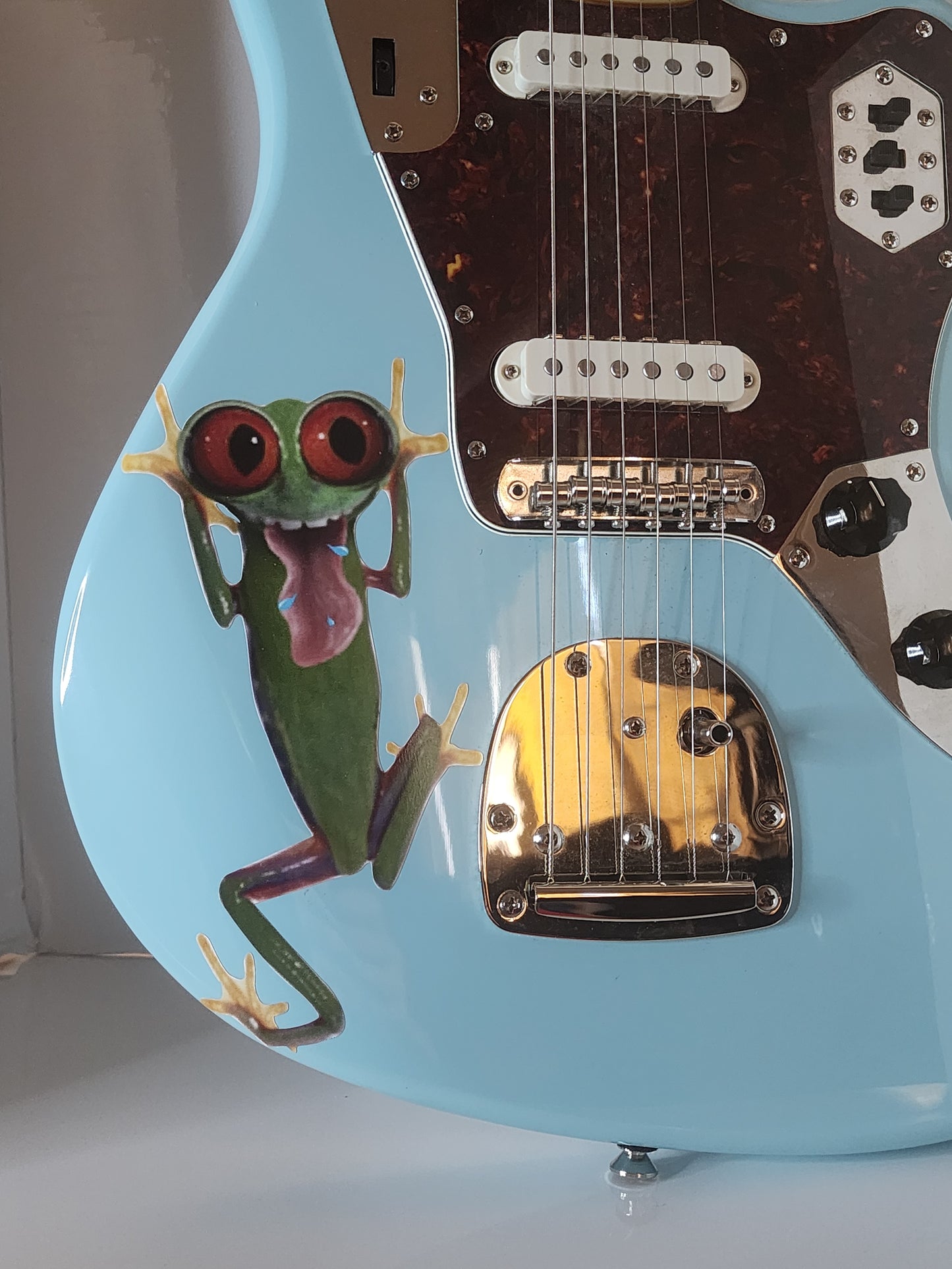 Frog blowing Raspberry Guitar Decal/Sticker